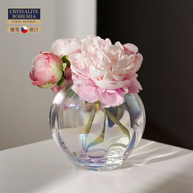 捷克进口BOHEMIA欧式透明水晶玻璃小花瓶摆件 结婚乔迁礼品