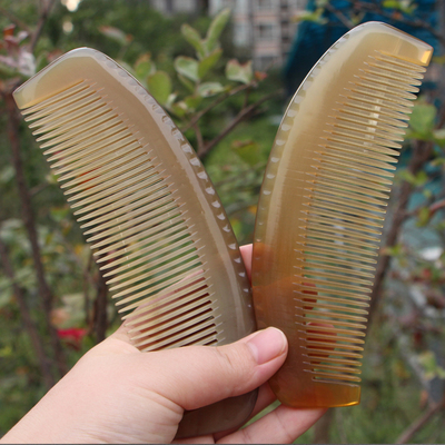 天然正宗白水牛角梳子防静电防脱发促生发牛角梳子按摩牛角小月梳