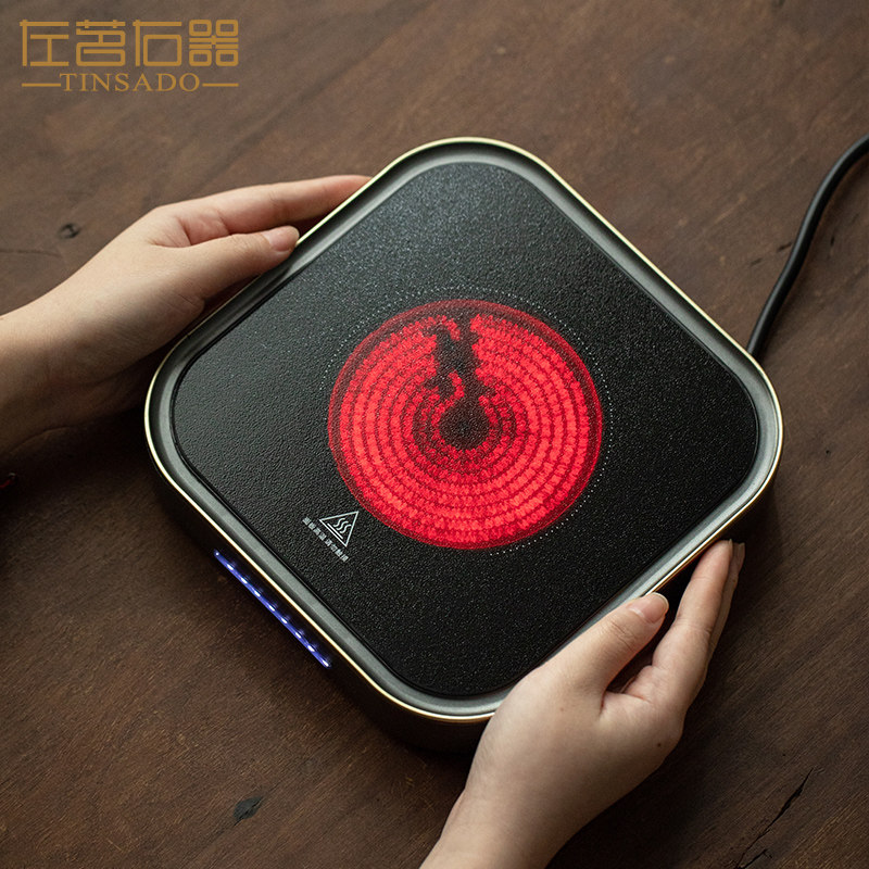 左茗右器迷你静音电陶炉超薄家用烧水炉小型电茶炉煮茶器正方形
