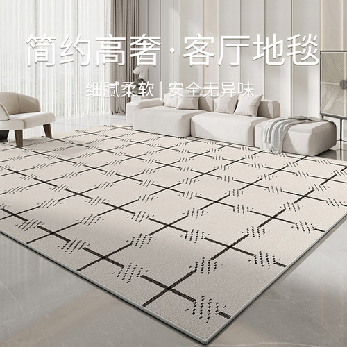 地毯客厅2024新款奶油风地垫卧室床边毯防水免打理沙发茶几毯天津