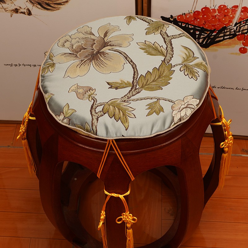 中式鼓凳坐垫加厚防滑藤椅古筝红木椅子圆形家用薄垫子定制