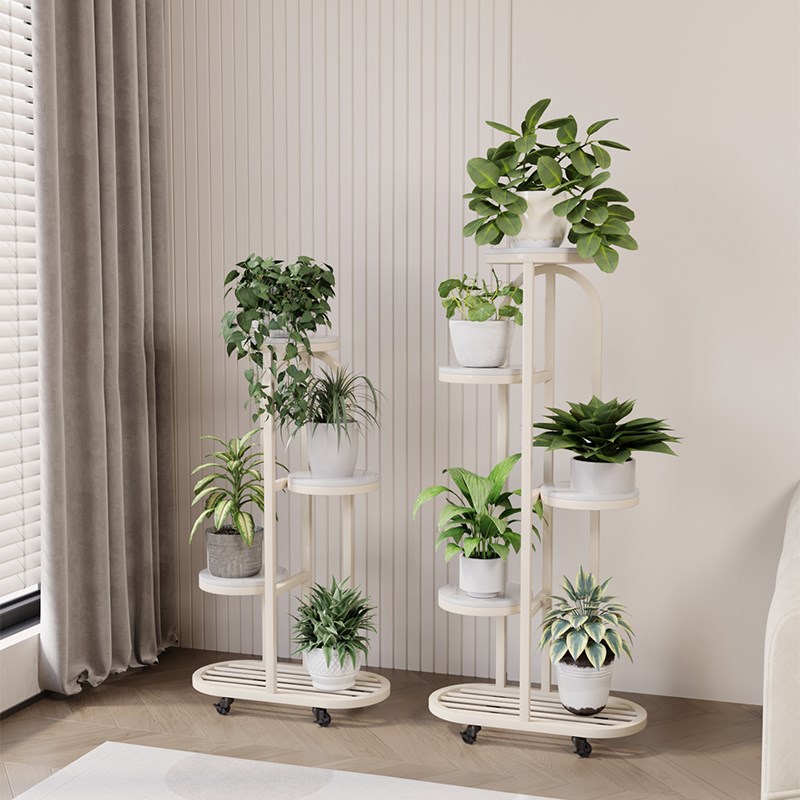 客厅多层花架电视柜沙发边花盆架可移动室内阳台绿植花架子奶油风