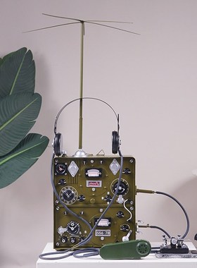 老式彷真电报机模型覆古旧无线电台发报机摆件小八一物件装饰道具