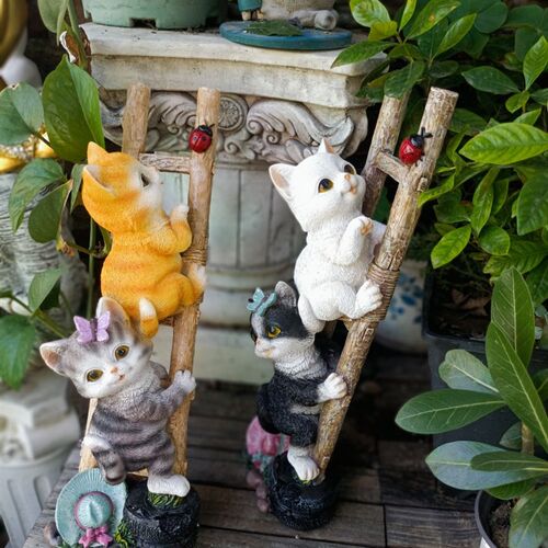 猫爬楼梯趣味摆件多肉花盆架装饰动物民宿别墅庭院阳台布景幼儿园