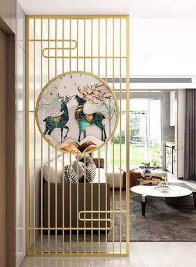 铁不锈属钢屏风隔断轻奢客厅入艺户玄关花墙格现代简约89301中式