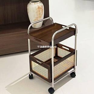 古风复小10041321推车杂古物中收纳车家居装饰双层置物架推脸盆架
