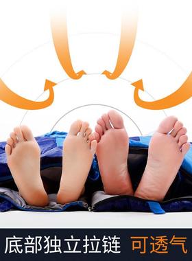 便携式成人露营信封睡睡袋袋带帽春秋旅行外野户营加厚96366保暖