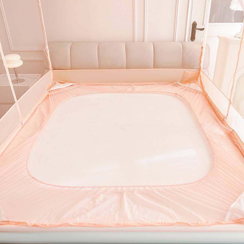 加密蚊帐儿童防摔回底床笠款家用三开门1米8床全罩式带支架蒙古包