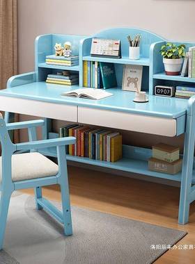 实木书桌手动升降桌桌中学生书卧室家字简约书桌书架一用DAF体写