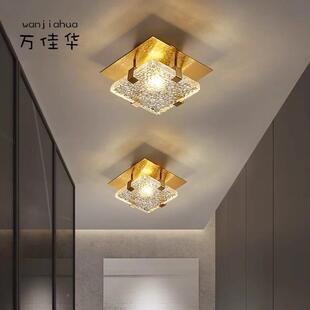 新中式 全铜过道吸顶灯简l约代阳台灯CMZ玄关走廊云石ed形圆灯现具