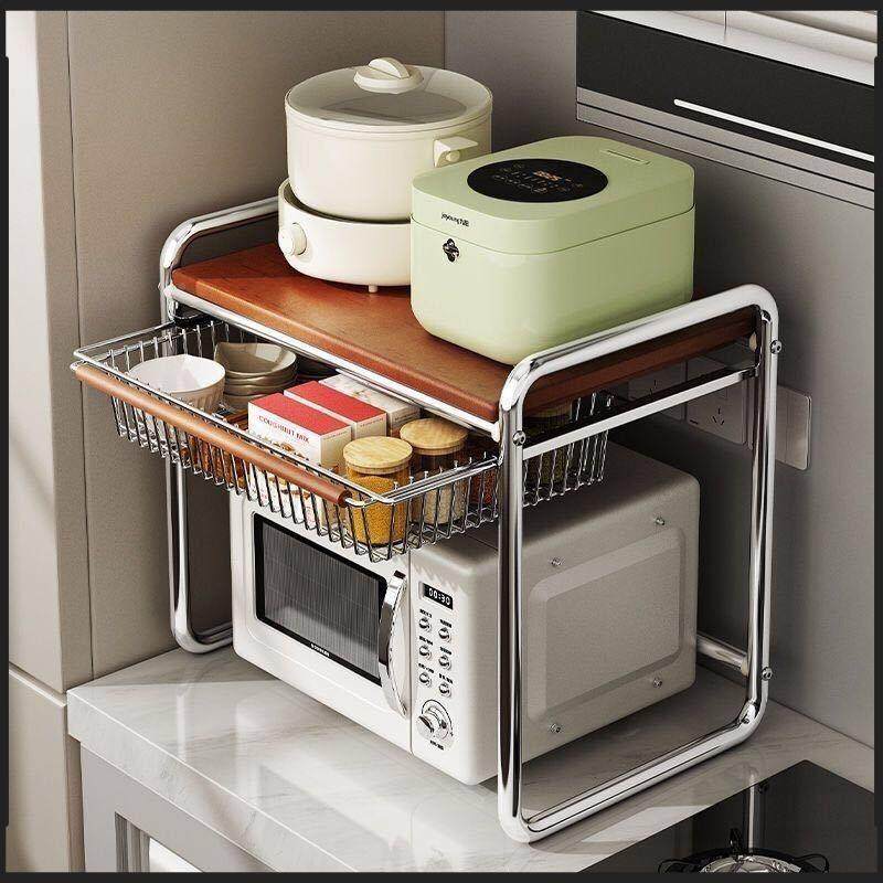 中古风微炉置物架高颜波值收纳架厨层无品牌/房桌面多物置架立式