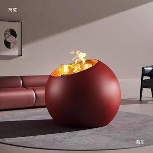 户外圆球酒形真火壁炉燃院木柴烤炉火露台阳台取暖装 饰庭ZVS造景