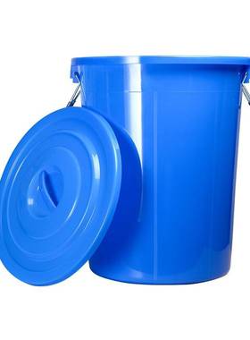 VLEN 工业清洁水桶 塑料水桶储水桶工业圆桶含盖 100L 蓝色有盖