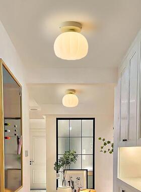 奶油风过道灯现代走廊户玄关灯阳简68026台入衣帽间约原木南瓜灯