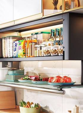 厨房调料置物架挂式吊门下方墙调味品料盒壁免打孔收纳柜橱壁DPE