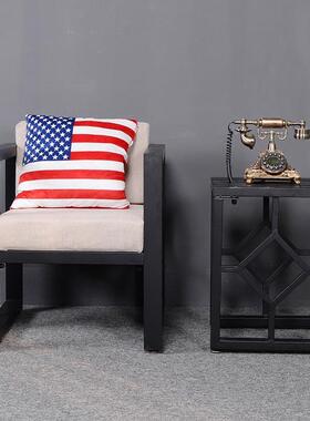 发美式简约办公布商务铁艺沙接待室会客小型创意沙发椅茶几XLL组