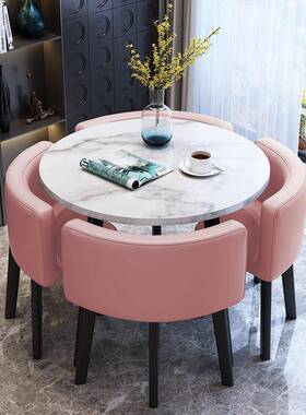 现简约折叠餐桌家用小户型桌吃饭桌子GNY圆桌休洽闲店谈接代待椅