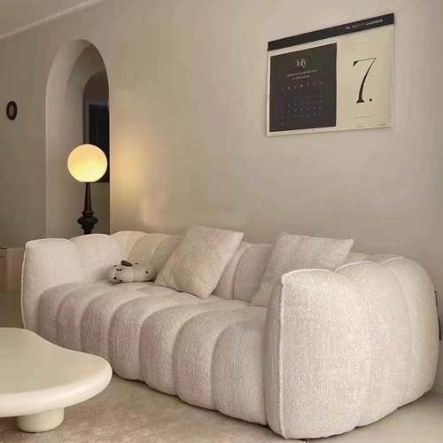 法式复古奶油风棉花羊驼绒布艺发代简约南沙瓜直CNV排中古糖现沙