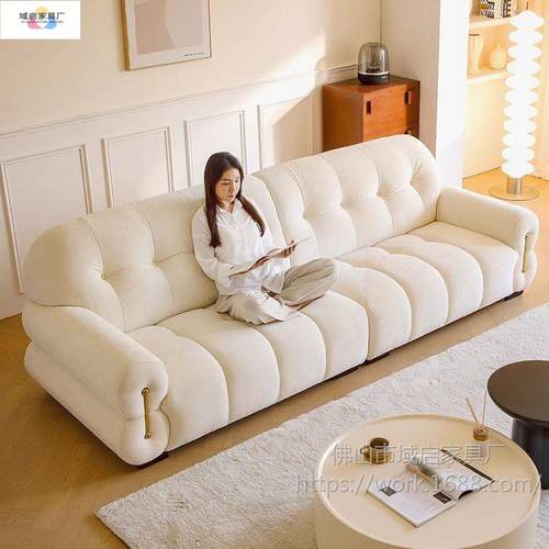 棉花直排沙发糖DYA琴客厅奶油风简约现代猫抓皮钢色键白云朵