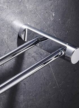 毛巾架双打浴室卫杆生间镀铬孔单杆挂58719毛巾浴巾物置架壁挂式