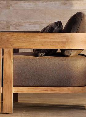 户外柚木沙发庭院组别室墅休家闲具露天防水外花78993合园露台实