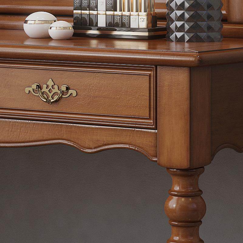 美式妆台乡村复古梳妆台实木简卧室小妆OBP组户约型化桌梳妆凳合