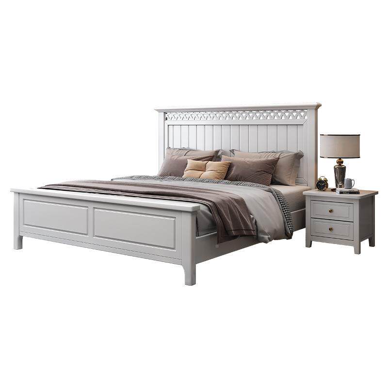 全实木床现代简约米白RDC色2米大床美式轻奢1人.8双单人床1.5m儿