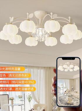客厅灯简约奶油套风2512025年新款网红吸顶灯东中山全广屋餐灯组