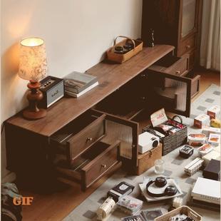 黑原胡代桃木实木复古电视柜现樱桃木木客无品牌/厅多能储物收纳