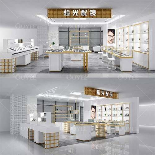 欧式眼镜展示柜商用锁UGD店实木眼镜展柜镜太阳眼铺镜连柜中墨岛