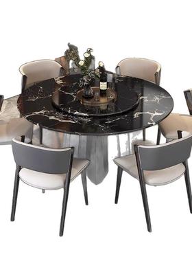 式轻意奢大20526理石形餐桌椅餐桌组圆合现代简约家用小户圆型桌