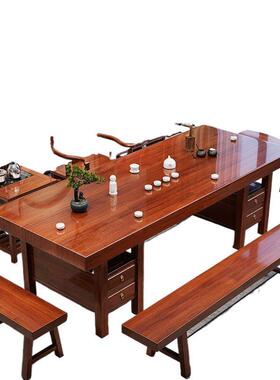 中式茶实木ZJU大板台桌椅组合家用一客室厅功夫泡茶办公一体茶几