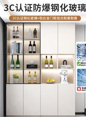 7客厅书柜一体整到墙34911顶璃组K合多功能家用可定做轻奢带玻门