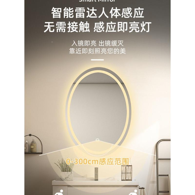 浴室智能椭圆形卫镜子防雾AQX生间灯led发光带化妆触屏多功能贴摸