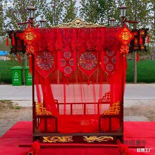 新款大婚轿礼八抬大轿抬婚子花柯咖童轿唐道具花轿凤辇庆中式十麦