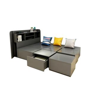 小户型榻米床柜一体储物箱组榻合收GVK纳地抽屉魔方台床1.2m衣单