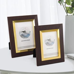 67寸金拉丝编织DVO相框摆台创可折叠软装家寸居桌面饰属意品