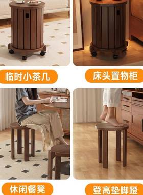 实木凳子可叠放用家用叠叠乐带风滑轮MUV收叠纳堆凳客人备凳中古
