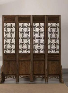 屏风风复古做旧国折屏雕花中玄关客厅隔花断新中式80504实木仿古