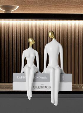 简抽象人物极情侣创柜意摆件家居酒客厅RB00021书房装玄关桌面饰