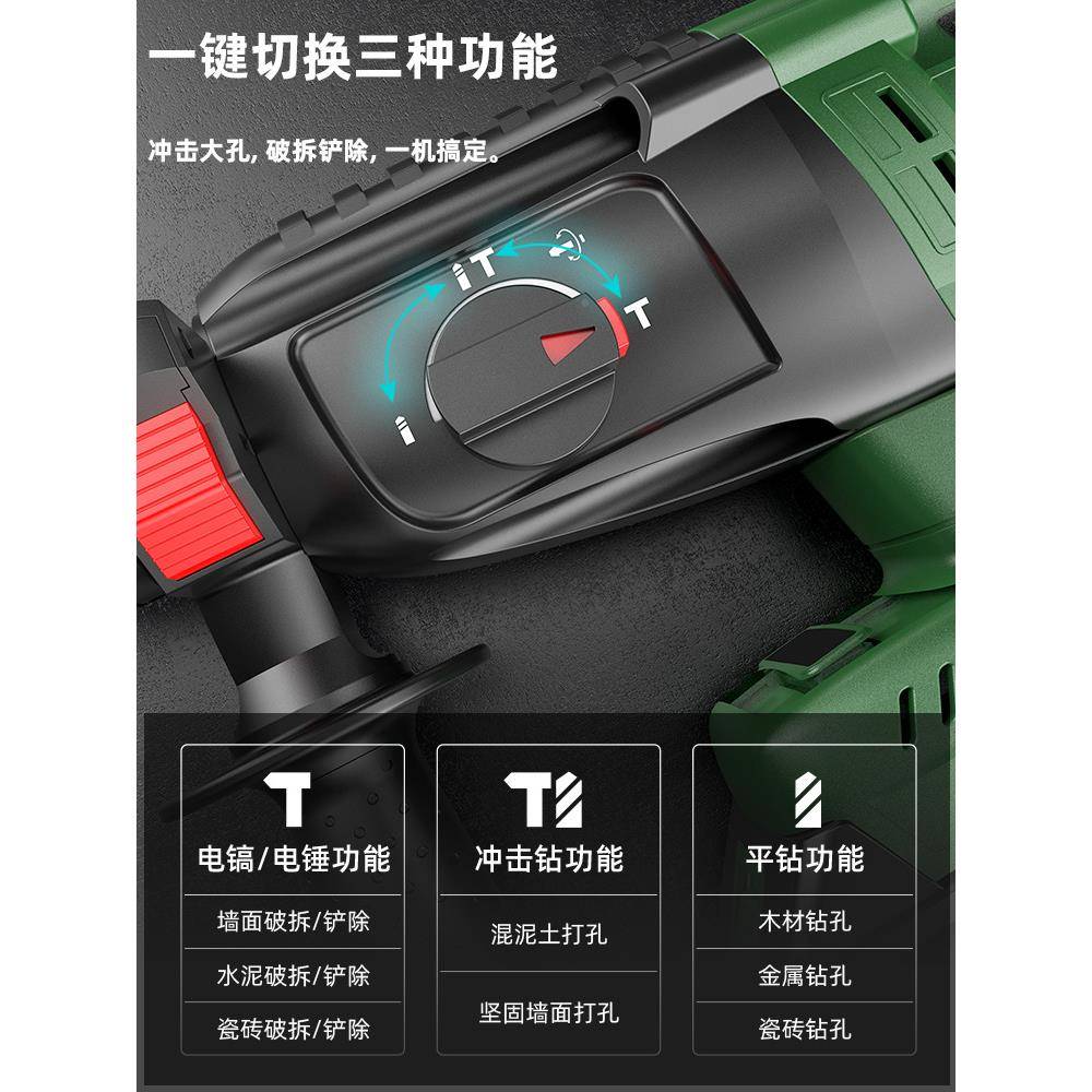 潭祖无刷锂电充电电冲击ltao7050钻打凝土三用电锤钻功电镐混工业