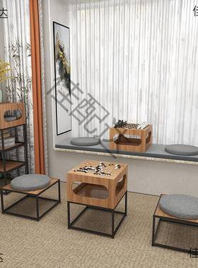 古SNI风组围棋桌象茶桌围棋两用合多功能椅茶几日式榻榻米棋炕桌