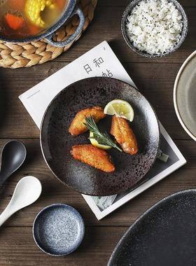 陶GQL碟装瓷碗套装家用组合日式和风餐粗陶碗盘一人食具早餐筷子