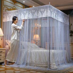 蚊帐家15.8米厚床三开门1.米2米纹帐单双人加用密加1.EFJ2米新款