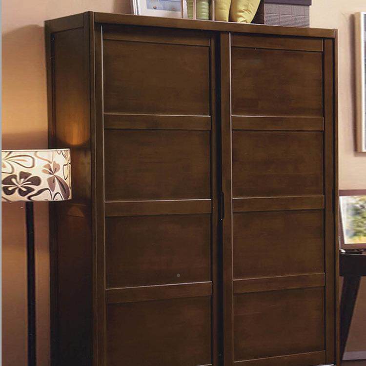 北白欧实木衣柜组装两板式拉门橡木推衣柜卧70481室简易组合三门