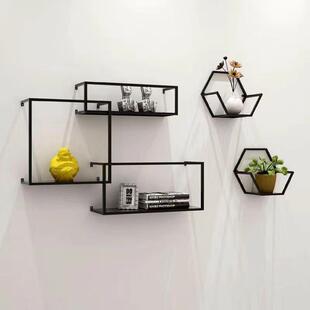 北意欧铁艺面置物墙架壁式卧室房间EQF墙上创书架背景展示挂架装