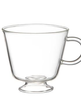 山高硼硅玻璃杯带0把品茗杯家用带底花茶杯泡座06P0QTH6茶霜茶具