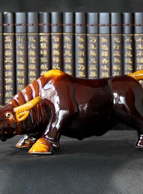 唐WDD三彩陶瓷摆件黄牛牛生肖水缺角牛工艺品礼饰品办公家居客厅