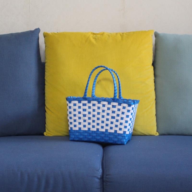 纯手工编织环保塑料买篮包子鸡篮菜水果篮手提蓝藤蛋RSB编洗澡篮