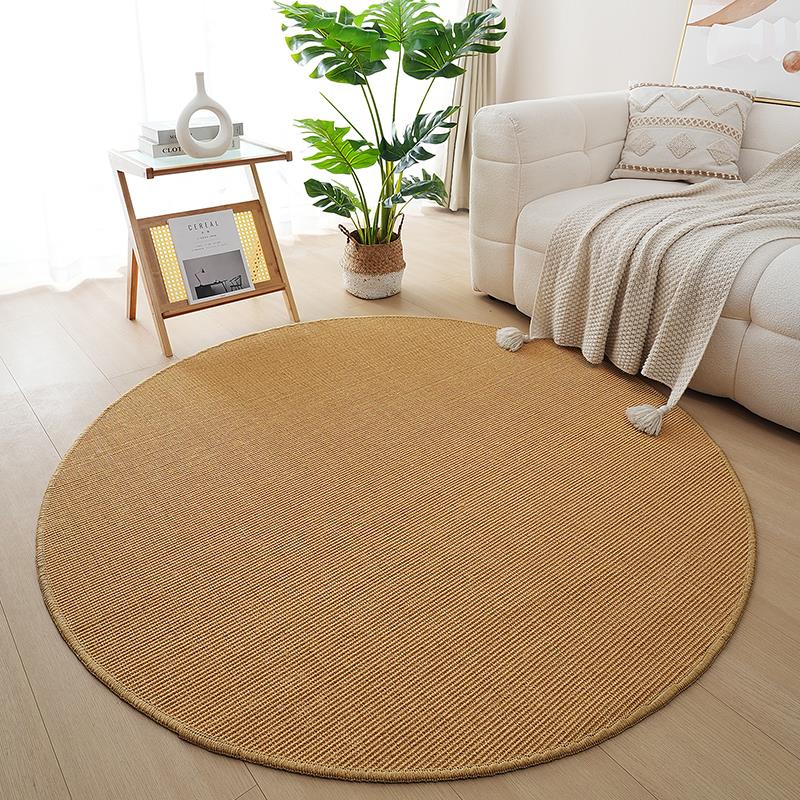 茶圆形剑麻地毯高级客厅地垫YL-24Oct亚麻黄麻草编几毯天织然剑感